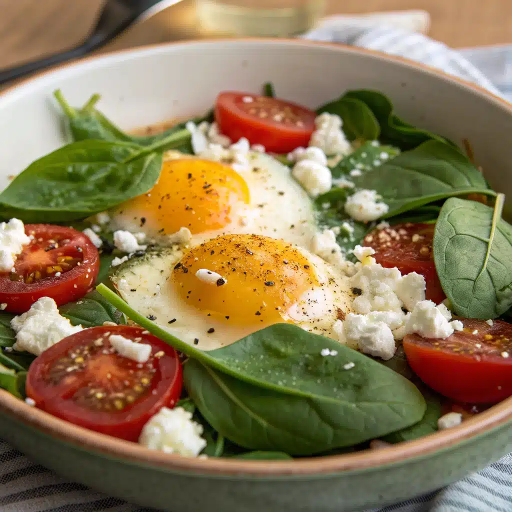 baked feta eggs spinach tomatoes Serving
