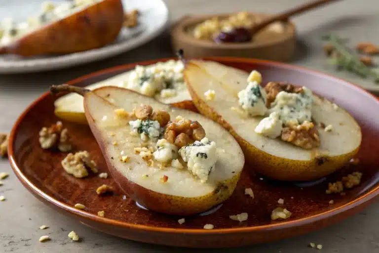baked pear with blue cheese featured image