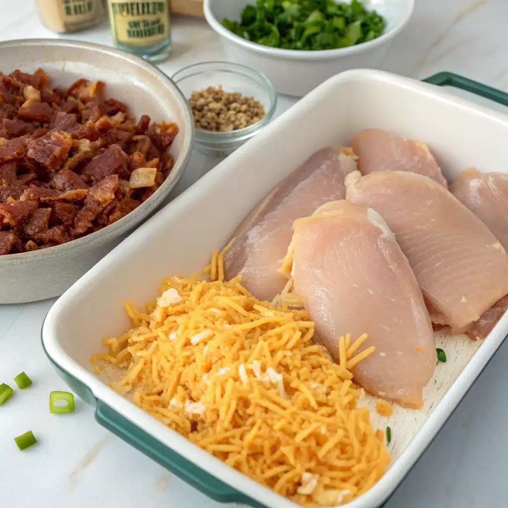 Cheesy Bacon Ranch Chicken Bake First Step
