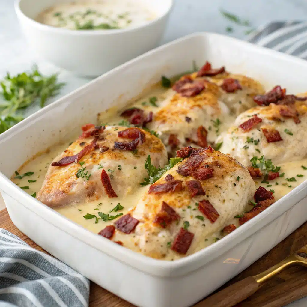 Cheesy Bacon Ranch Chicken Bake Serving