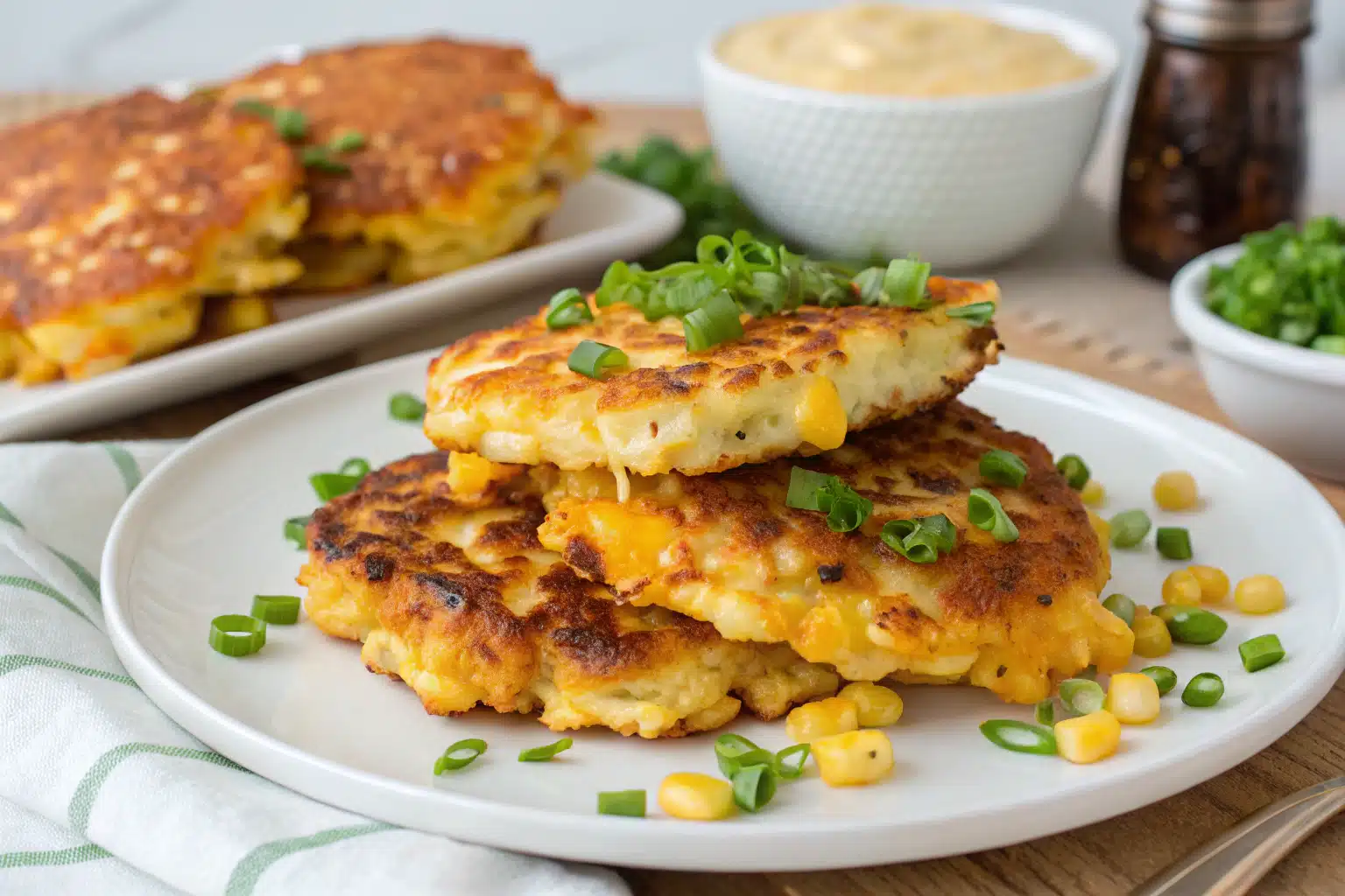 cheesy corn fritters recipe featured image