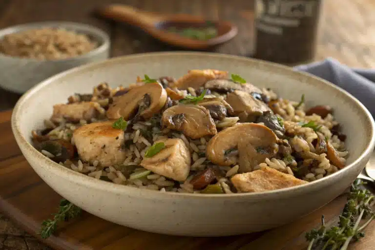 chicken mushroom wild rice featured image