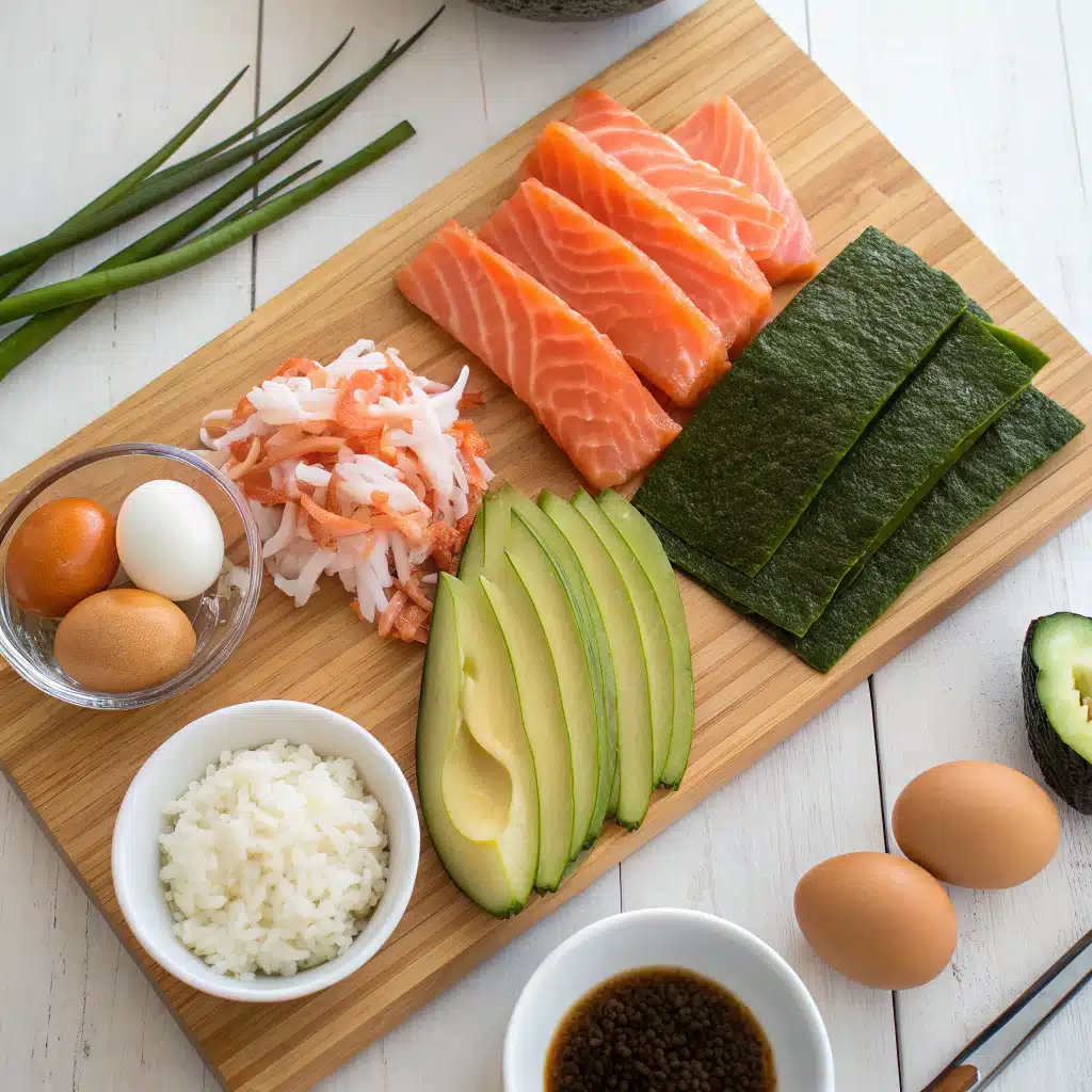Chirashi sushi ingredients