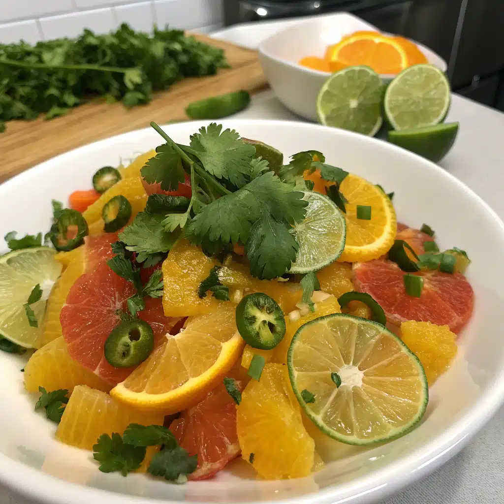 Citrus jalapeño salad serving