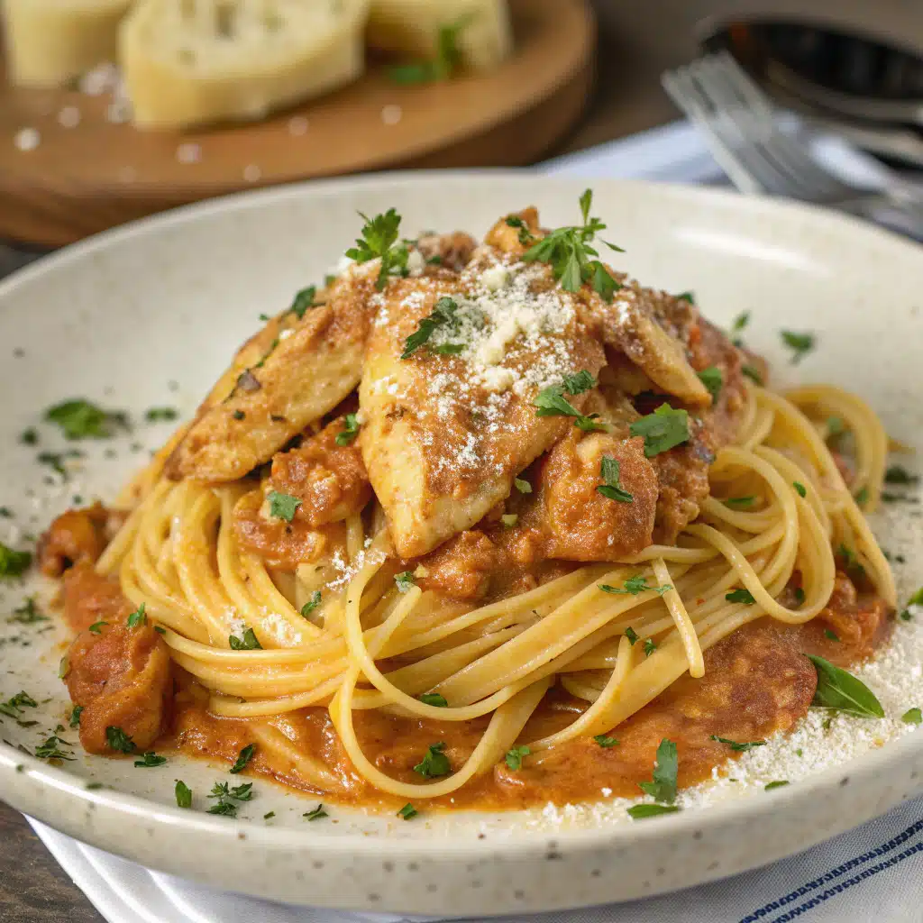 Cowboy Butter Chicken Linguine Serving