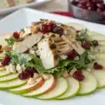 cranberry chicken salad on apple slices featured image
