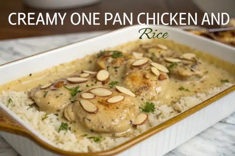 creamy one pan chicken and rice featured image
