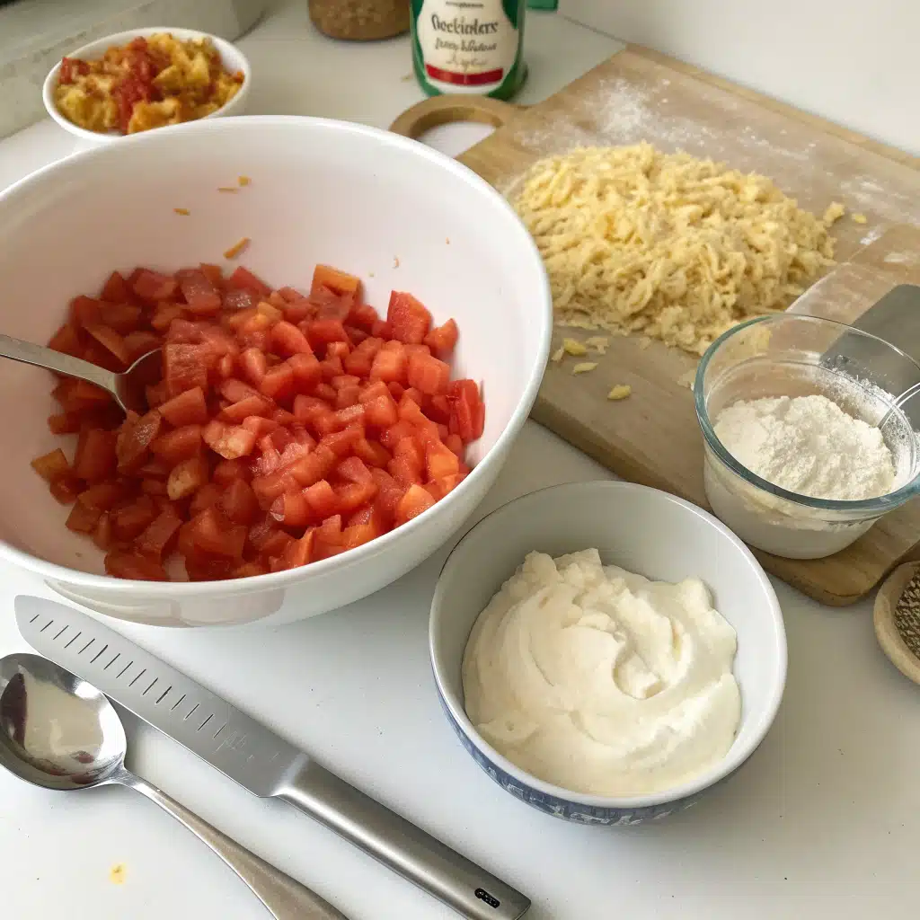 Creamy tomato pasta first step