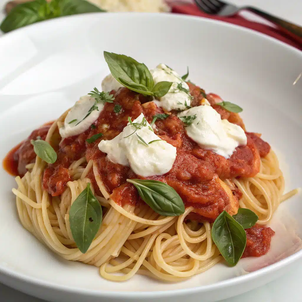 Creamy tomato pasta serving