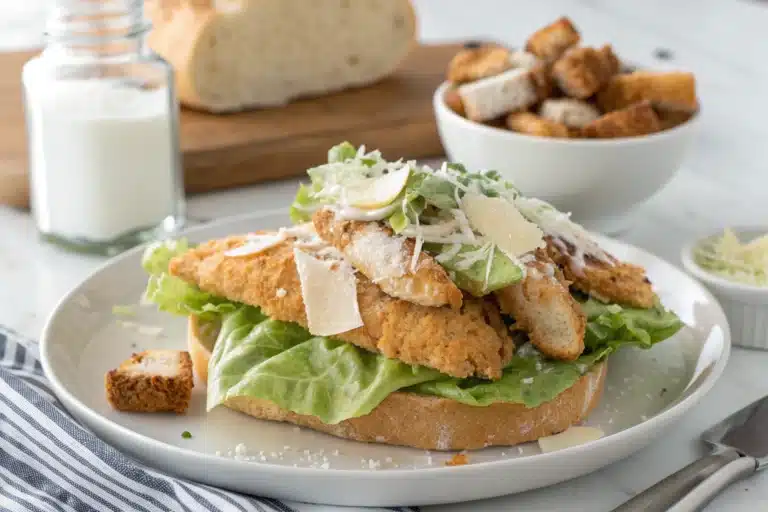 crispy chicken caesar sandwich featured image