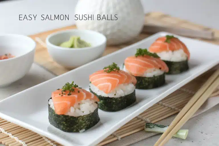 easy salmon sushi balls featured image