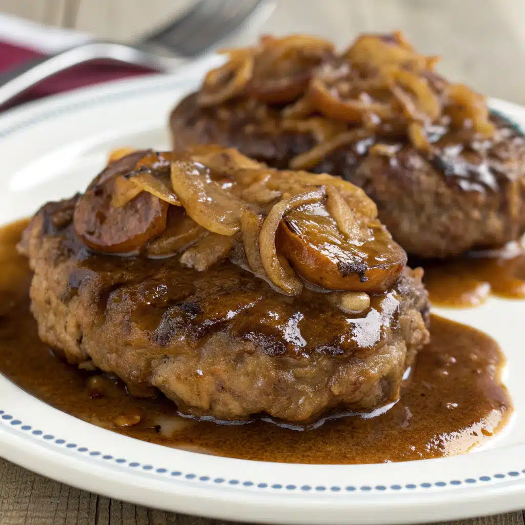 Hamburger Steaks with Onion Gravy Serving