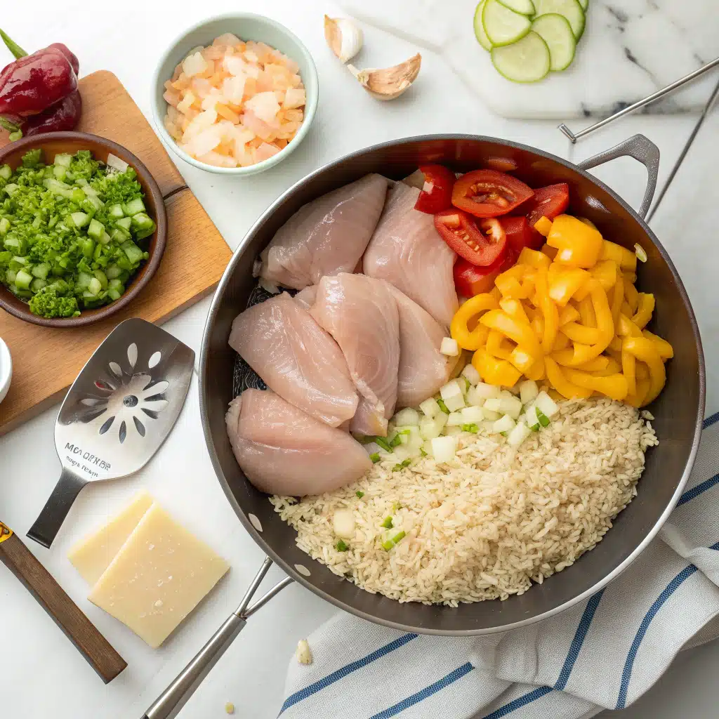 Honey BBQ Chicken Rice Skillet First Step