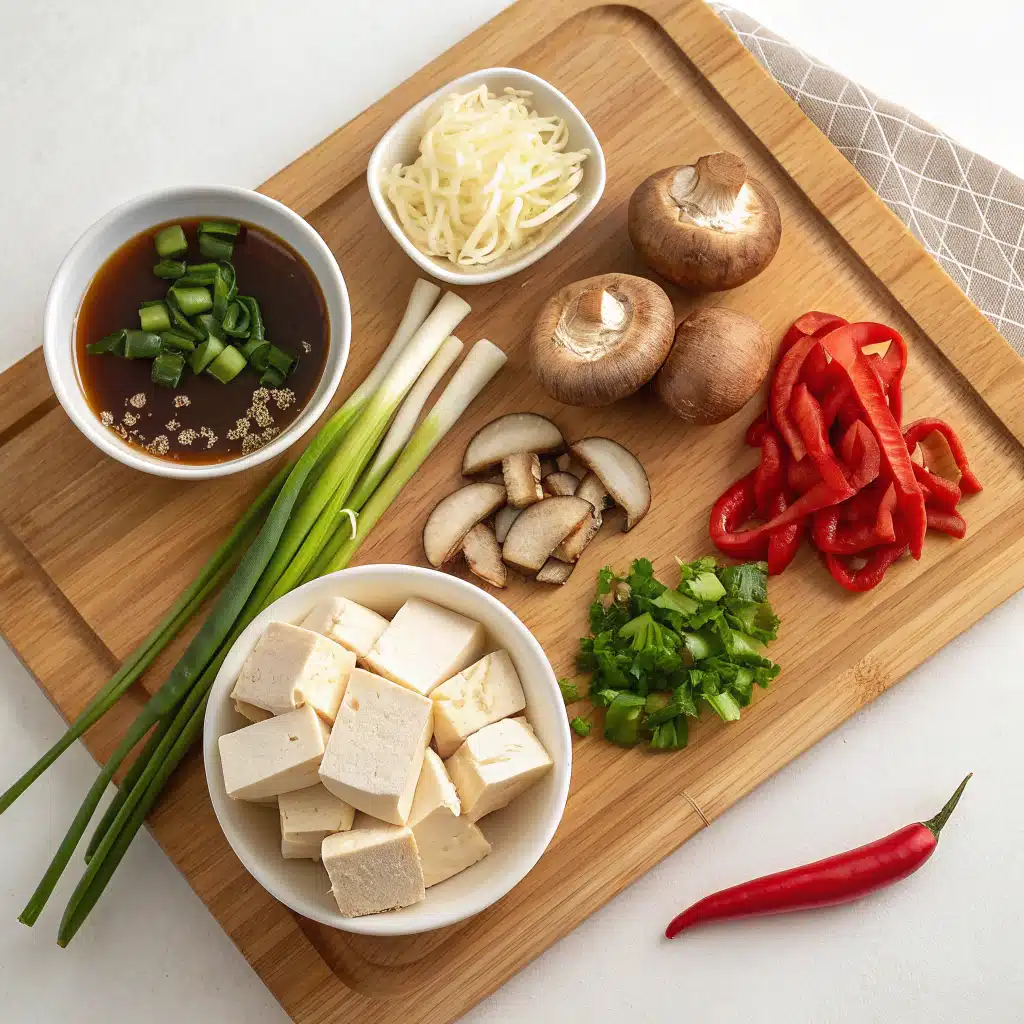 Hot and sour tofu soup ingredients