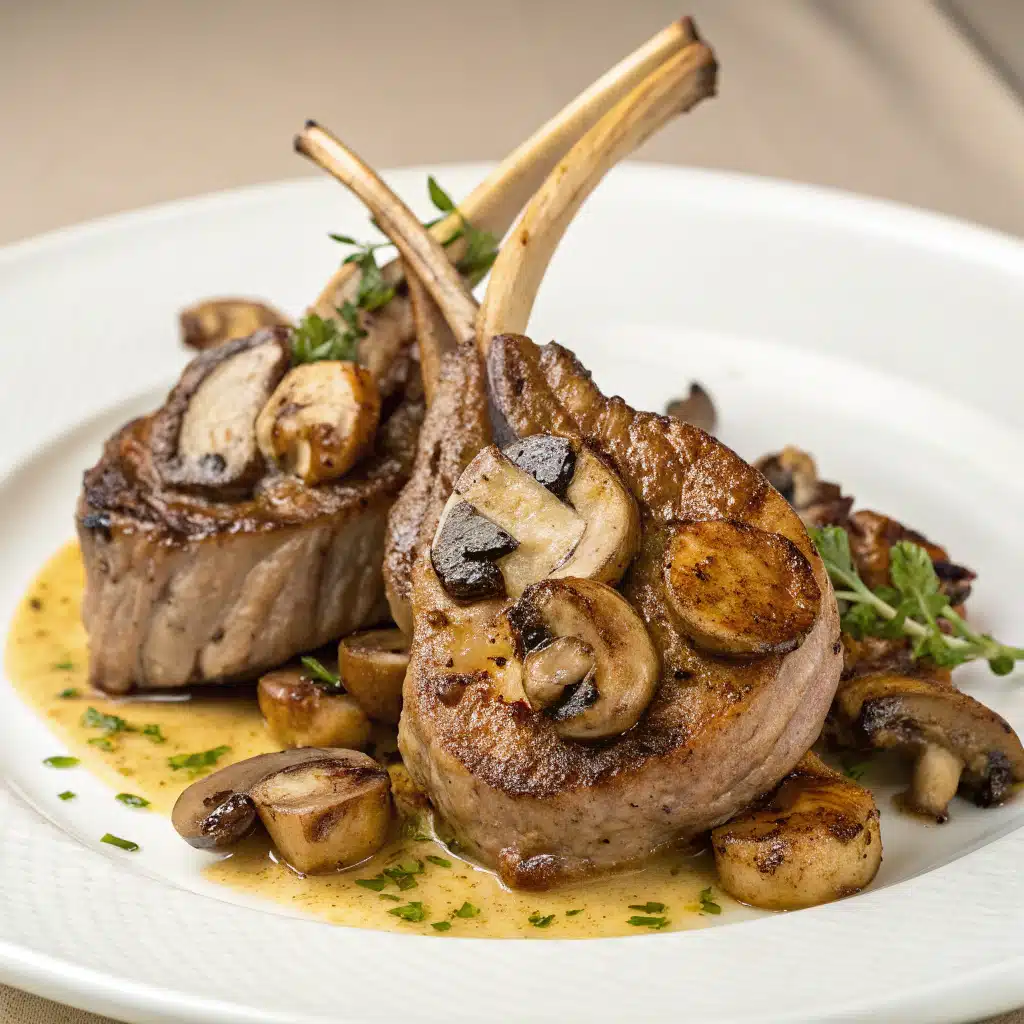 lamb steaks with mushrooms Serving