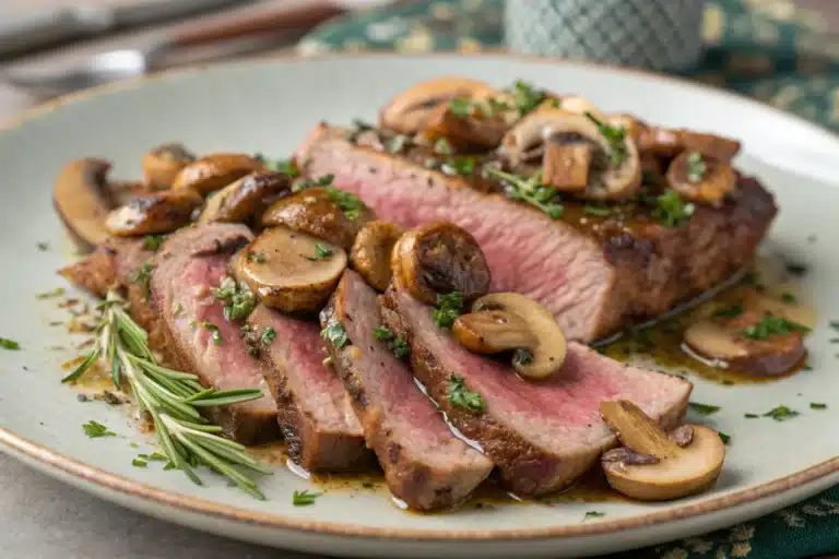 lamb steaks with mushrooms featured image