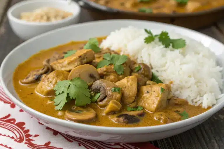 mushroom chicken curry featured image
