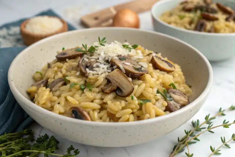 mushroom orzo risotto featured image