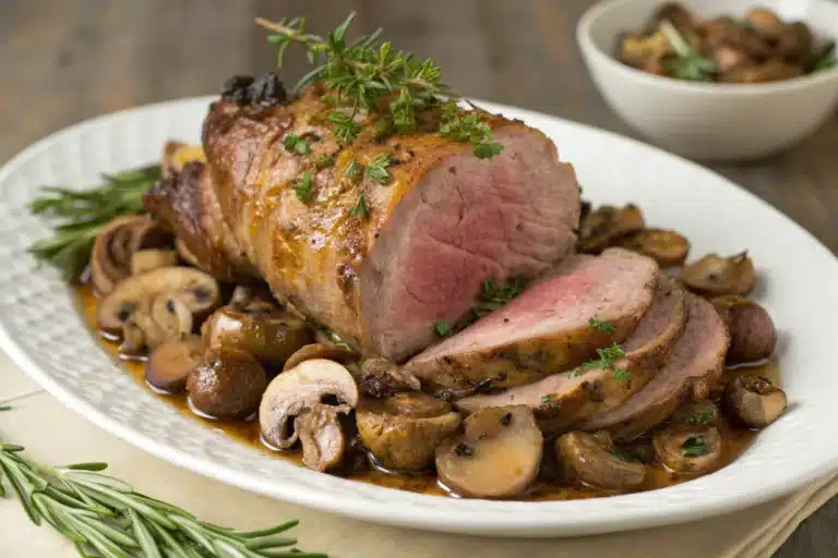 mushroom roast lamb featured image