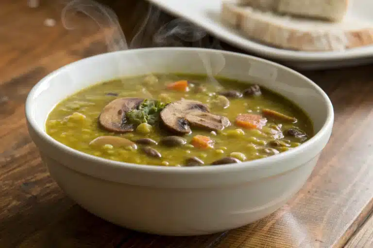 mushroom split pea soup featured image