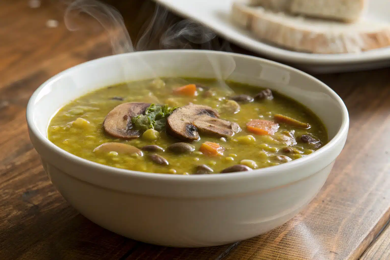 mushroom split pea soup featured image
