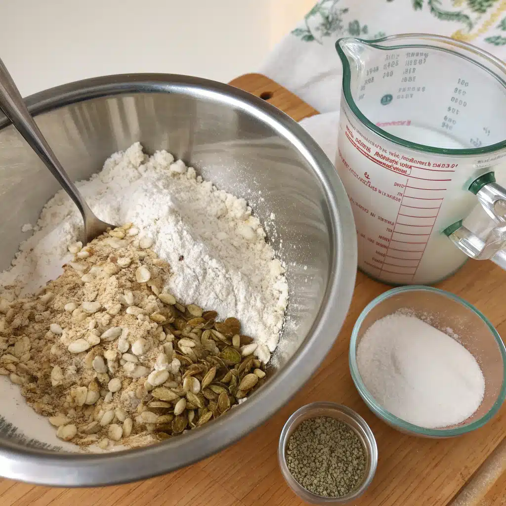 no knead seeded oat bread First Step
