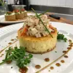 savory crab cheesecake Serving