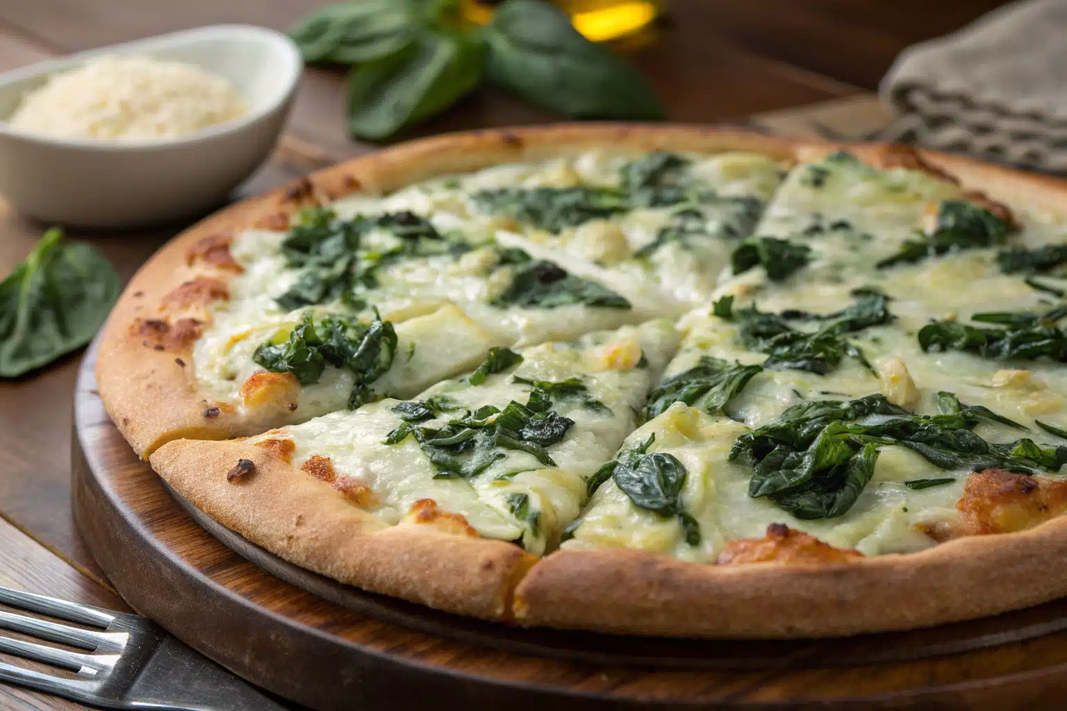 spinach artichoke pizza featured image