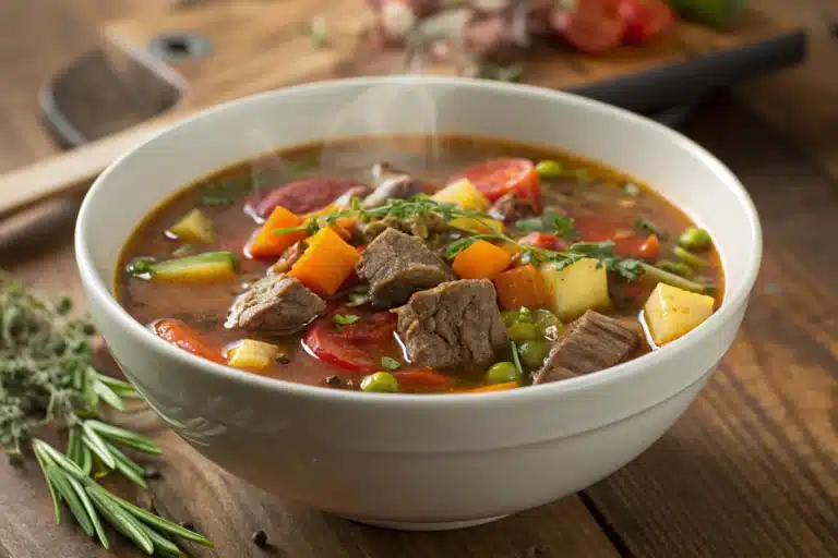 vegetable beef soup recipe featured image