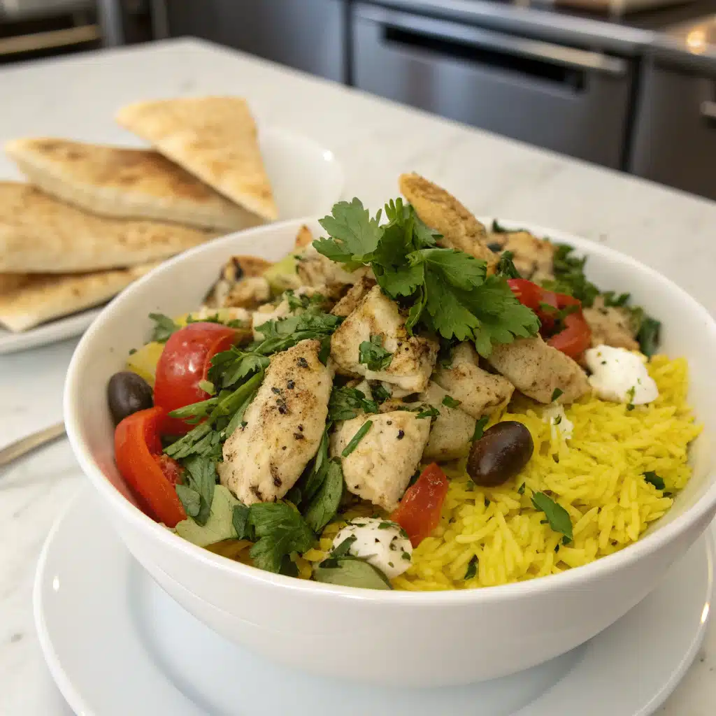 Greek chicken bowl serving