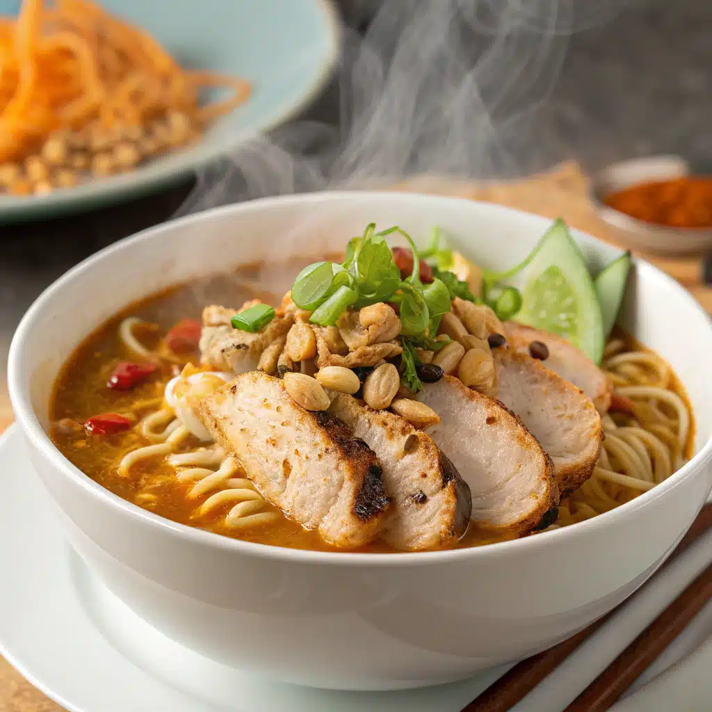 Thai peanut chicken ramen Serving
