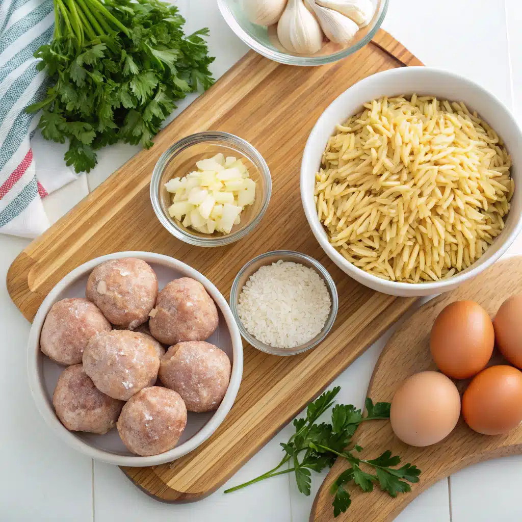 baked chicken meatballs with orzo ingredients