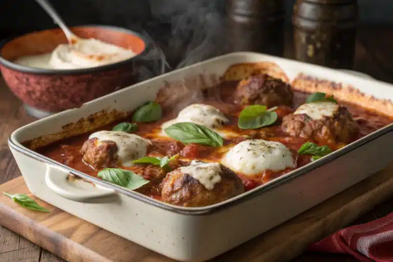 beef meatball casserole featured image