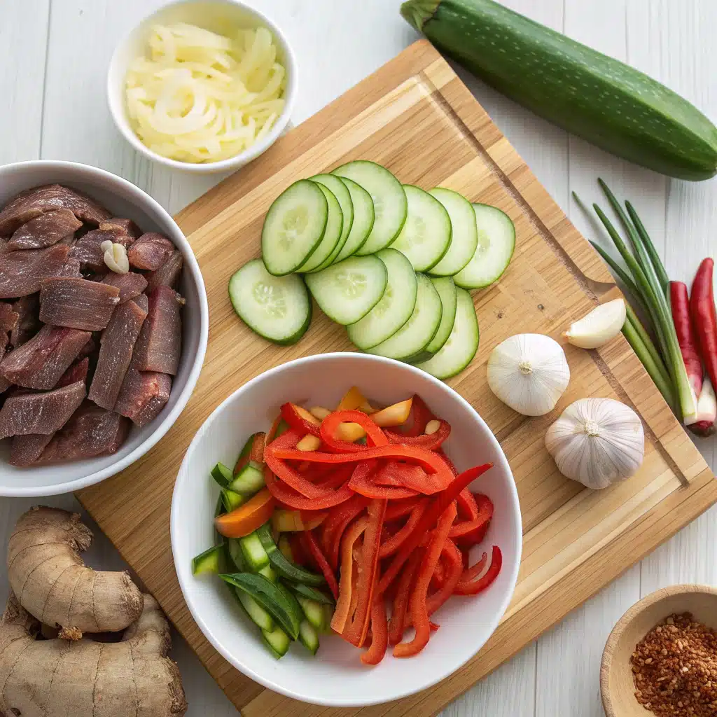 Beef stir fry cucumber salad ingredients