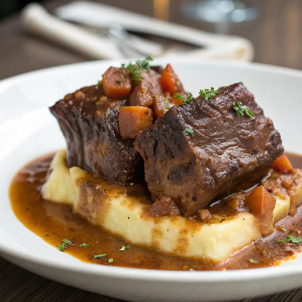 braised beef short ribs Serving