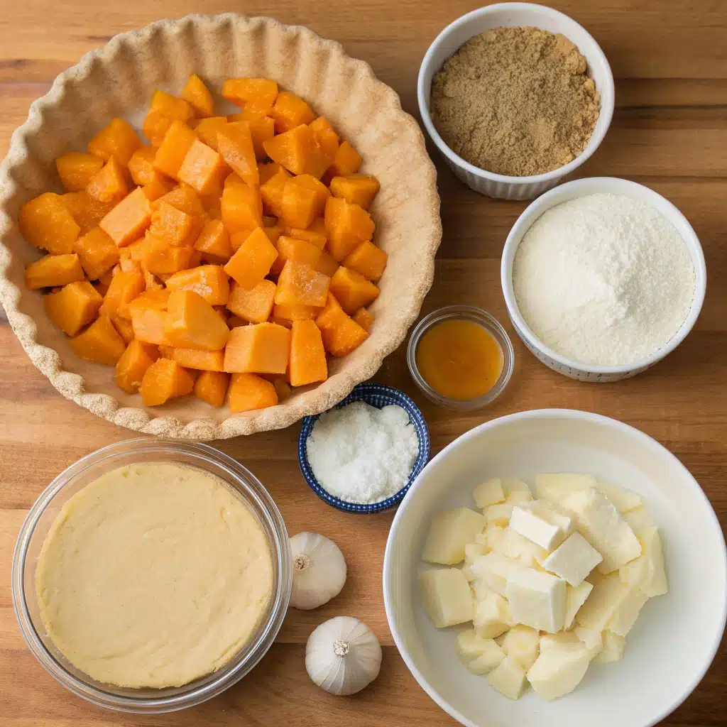 Butternut squash pot pie ingredients