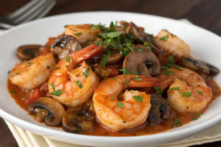 cajun shrimp with mushrooms featured image