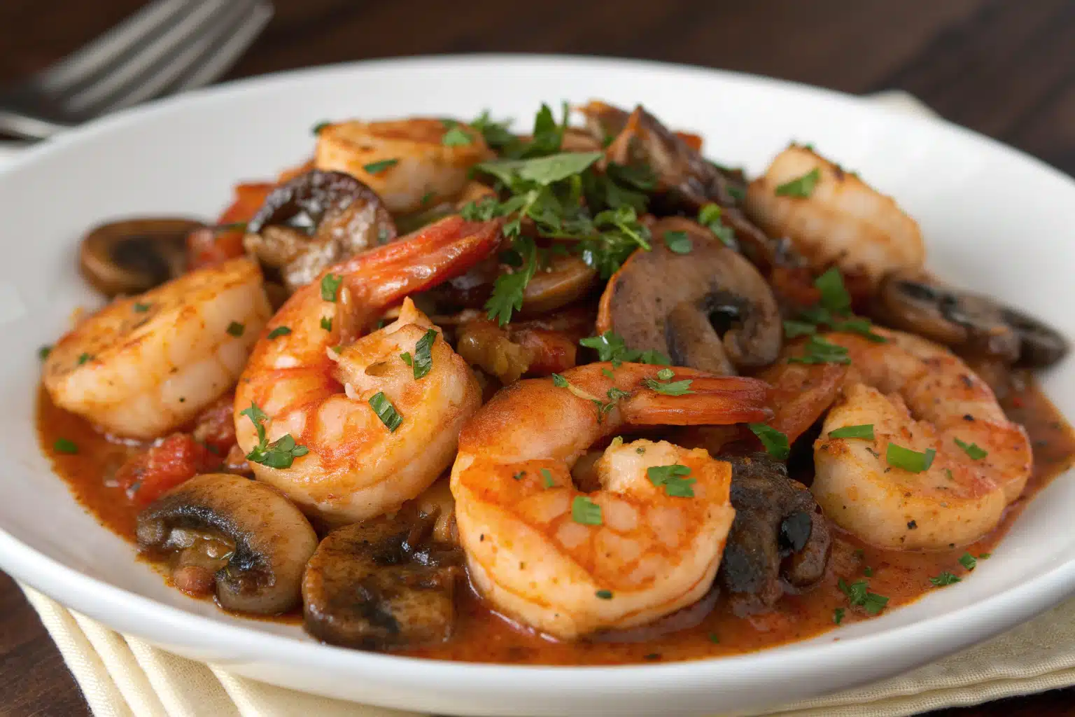 cajun shrimp with mushrooms featured image