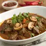 chile beef with mushrooms Serving