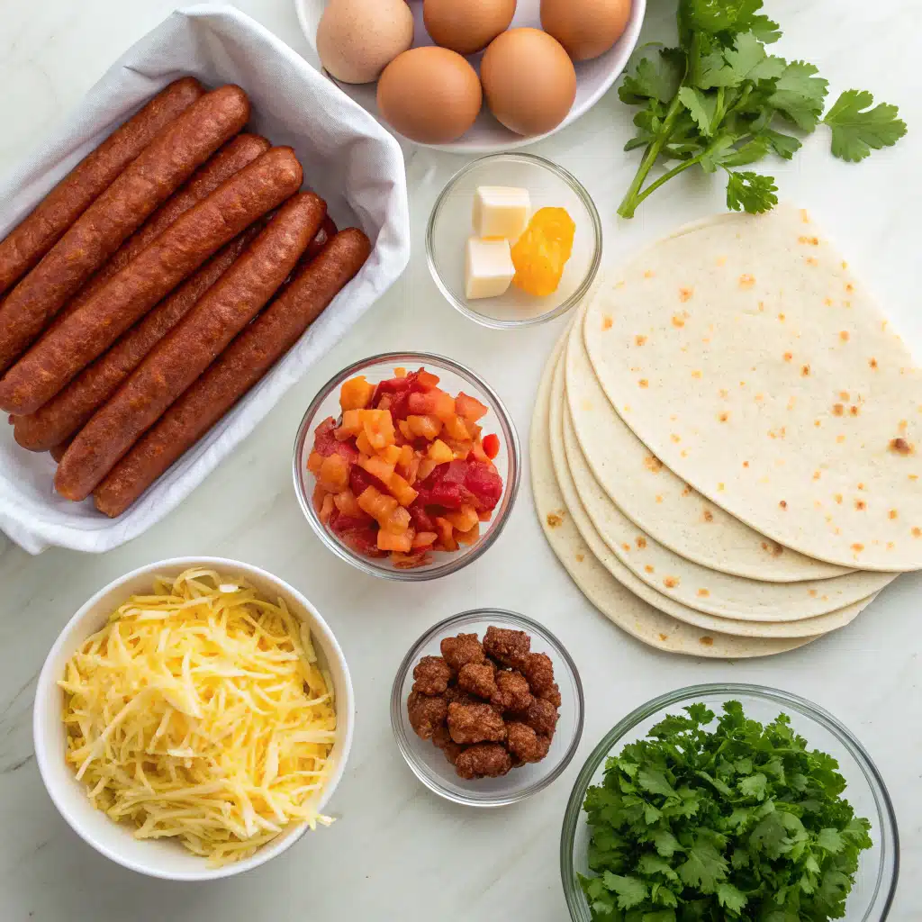 Chorizo breakfast burritos ingredients