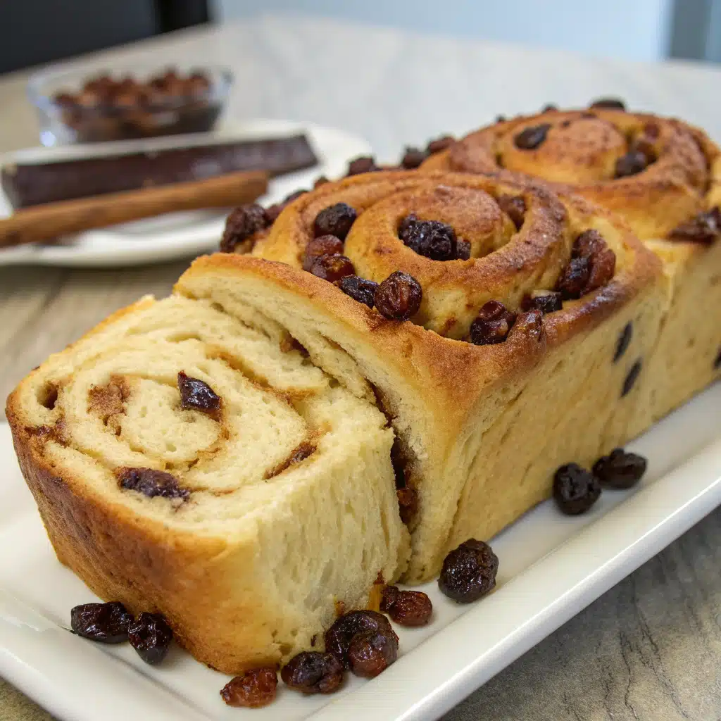 Cinnamon raisin bread serving