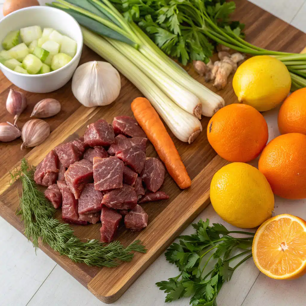 Citrus braised beef ingredients