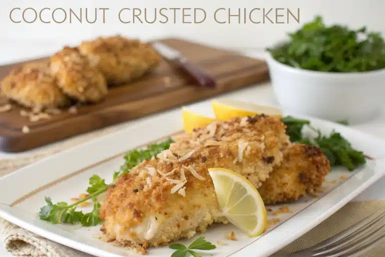 coconut crusted chicken featured image