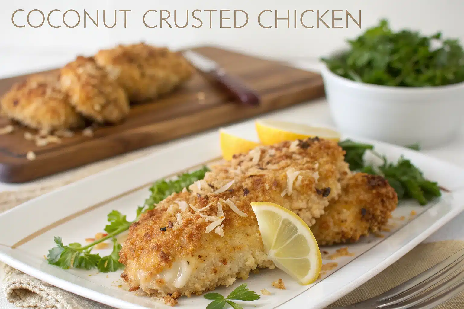 coconut crusted chicken featured image