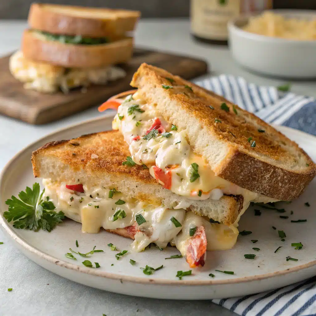 Crab melt sandwich Serving