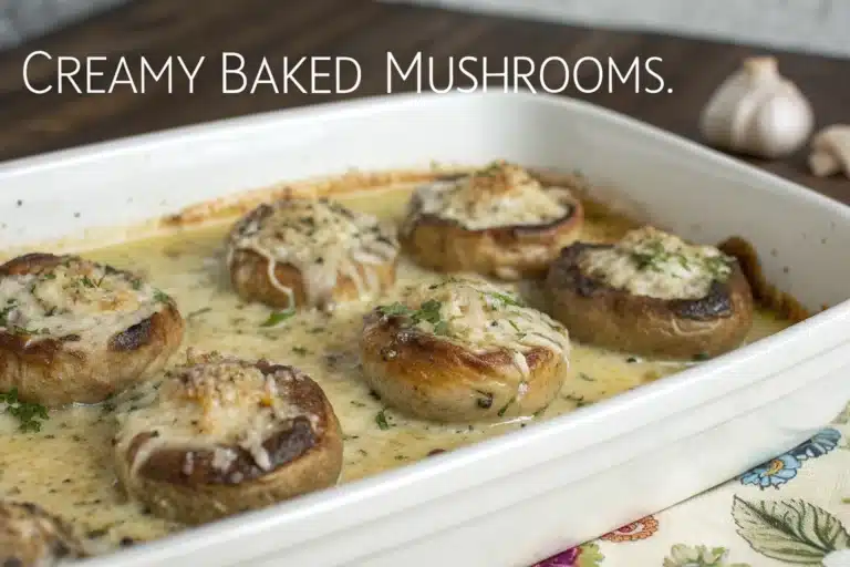 creamy baked mushrooms featured image
