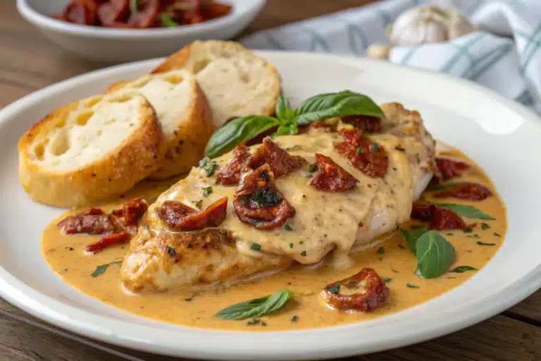 creamy sun dried tomato chicken featured image