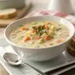 creamy vegetable chowder Serving
