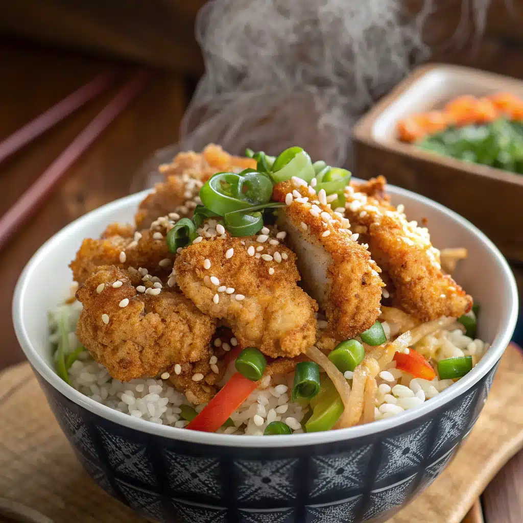 Crispy chicken bowl serving