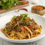 cumin lamb noodles Serving